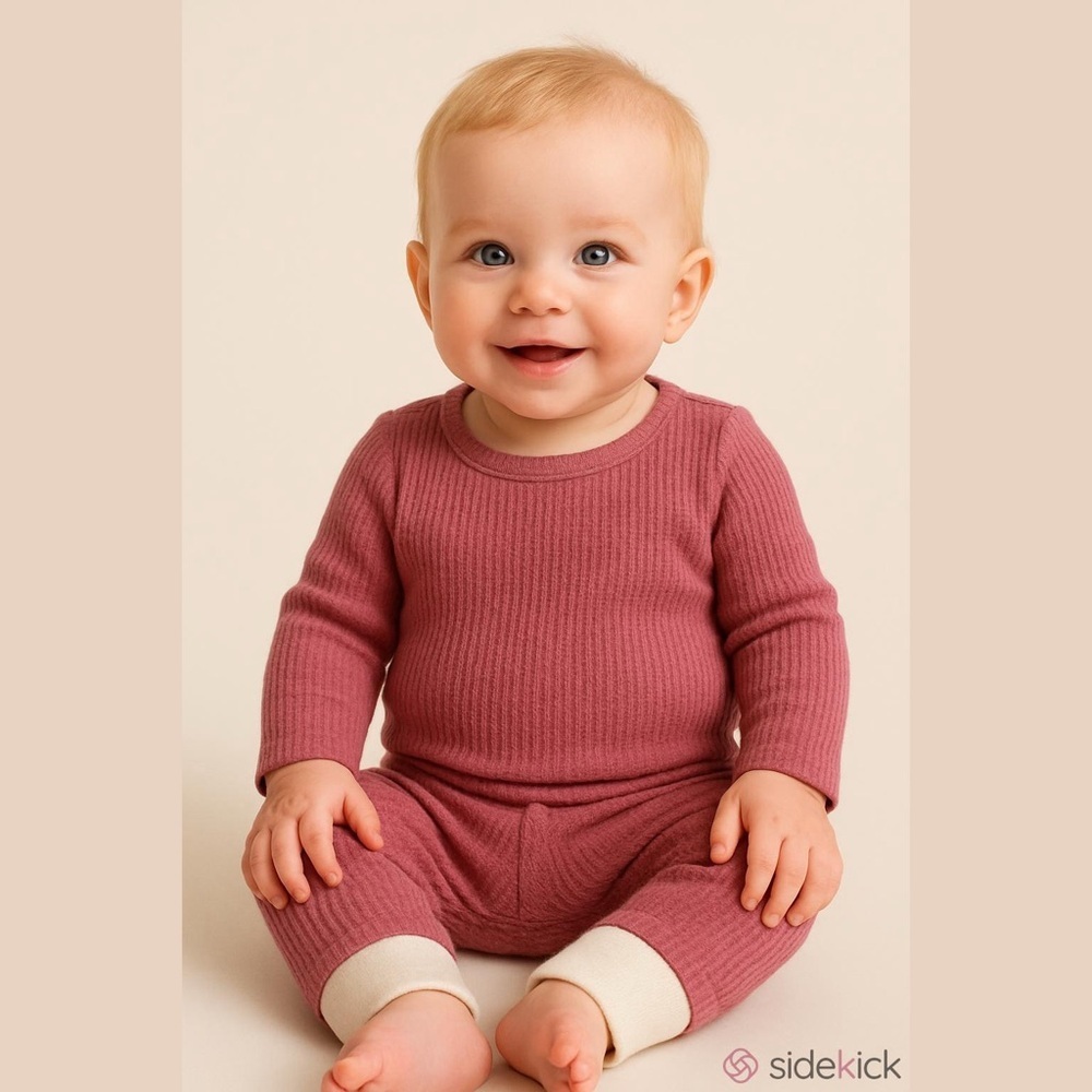 Cloud Island Pink Waffle Knit 2 Piece Set Long Sleeve Top Pants Unisex 3 6M NWT